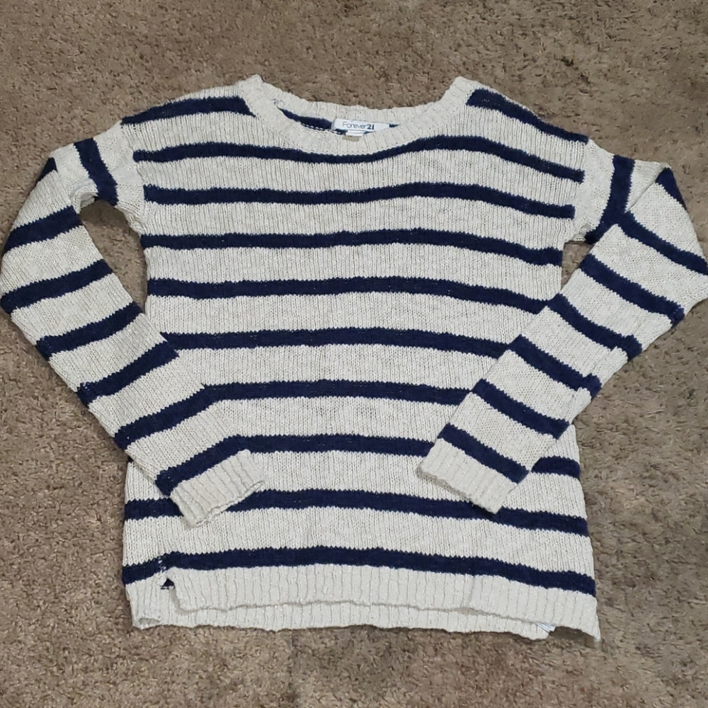 Forever 21 Tan and Blue Sweater